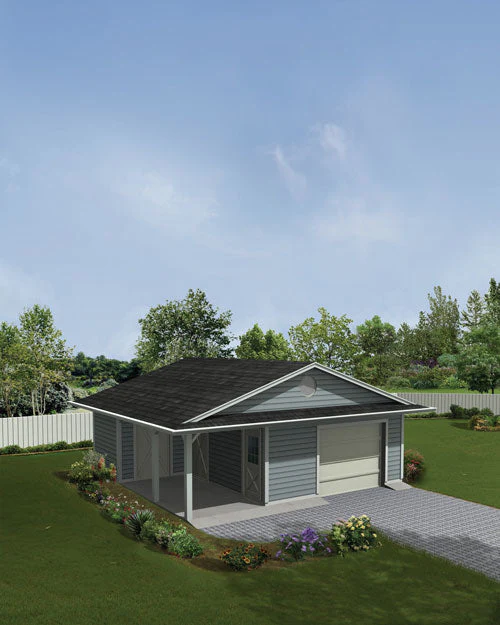 1-Car Garage With Storage And Porch, E-Plan