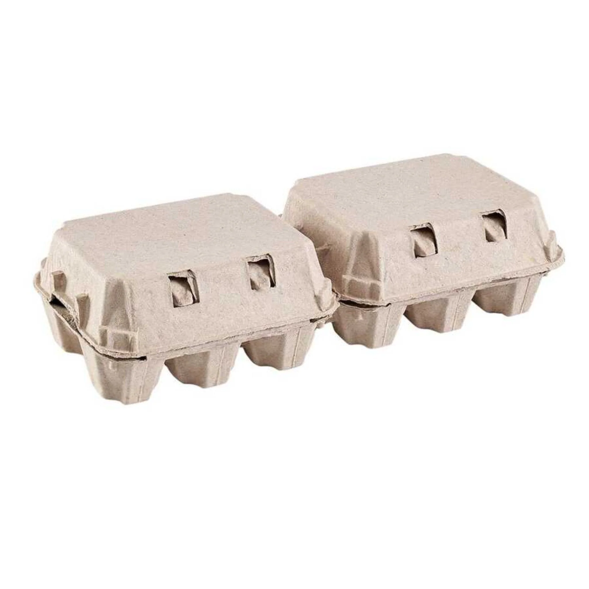 12-Egg Cartons (2x6) - Natural Pulp, Flat Top Blank - Image 2