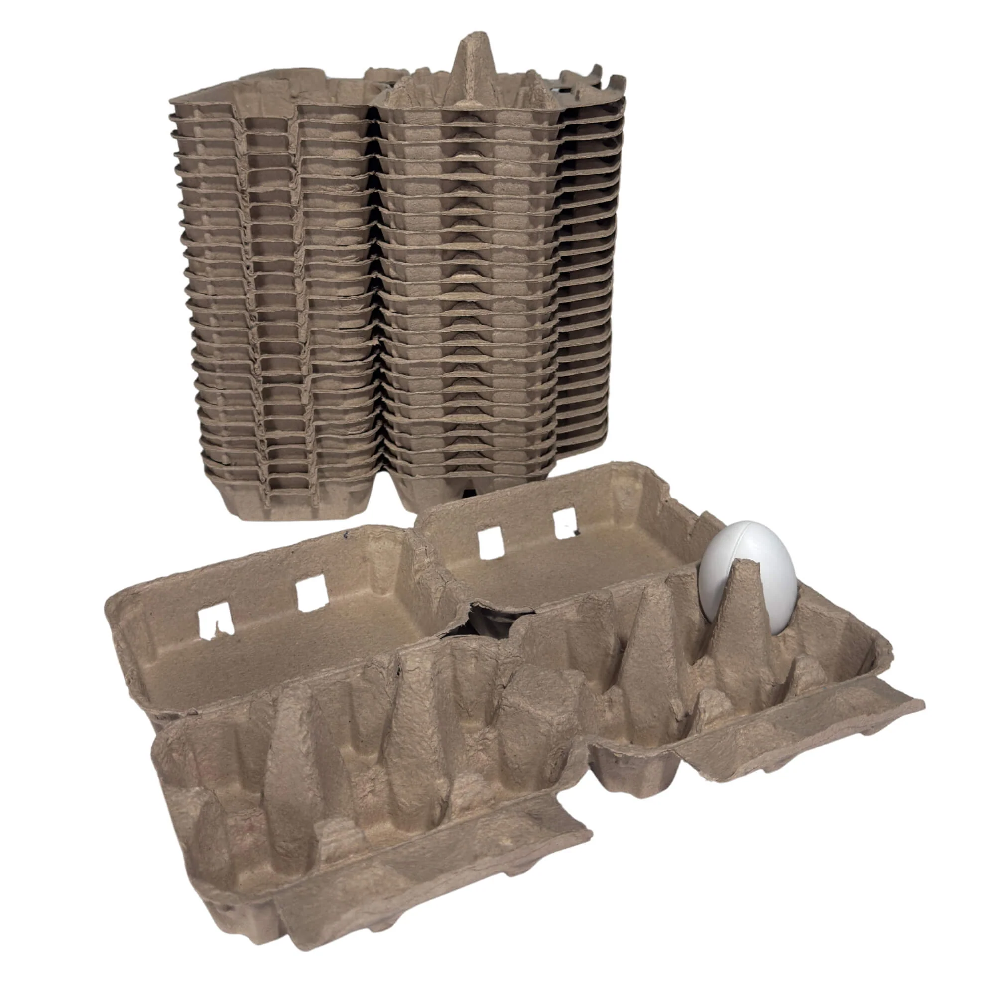 12-Egg Cartons (2x6) - Natural Pulp, Flat Top Blank - Image 6