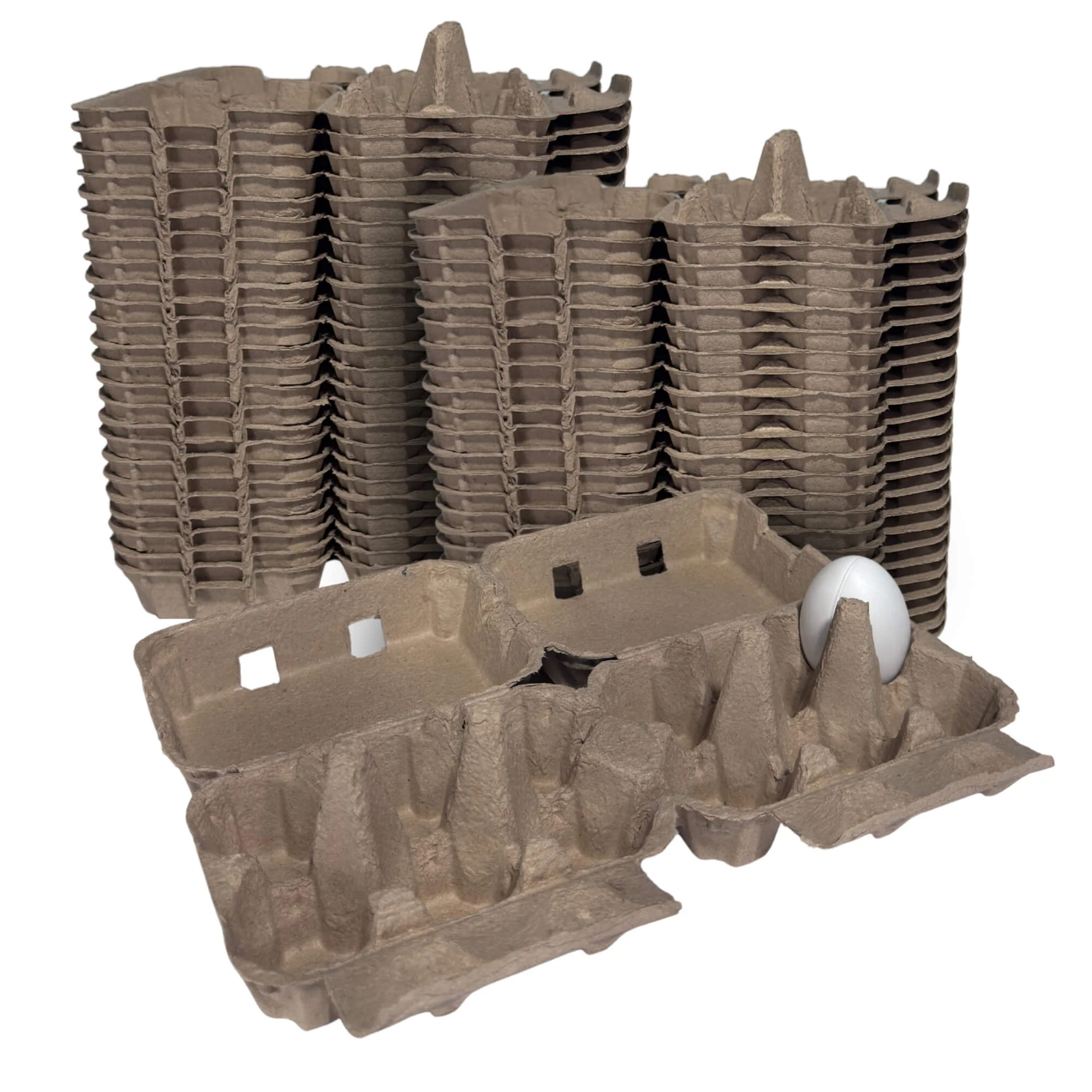 12-Egg Cartons (2x6) - Natural Pulp, Flat Top Blank - Image 7