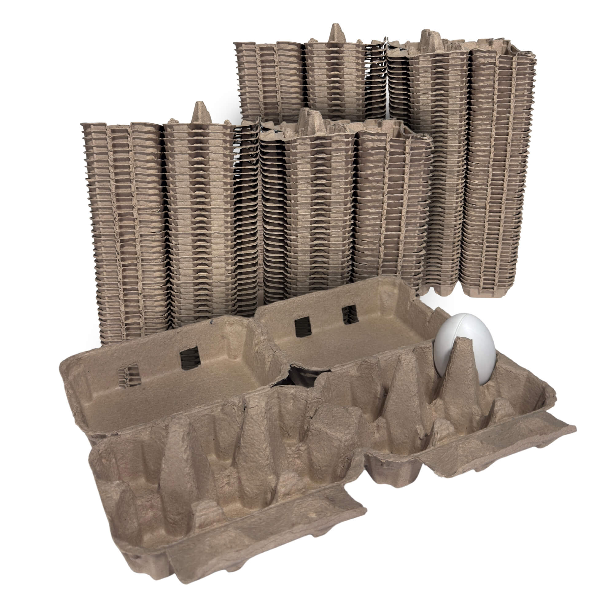 12-Egg Cartons (2x6) - Natural Pulp, Flat Top Blank - Image 9
