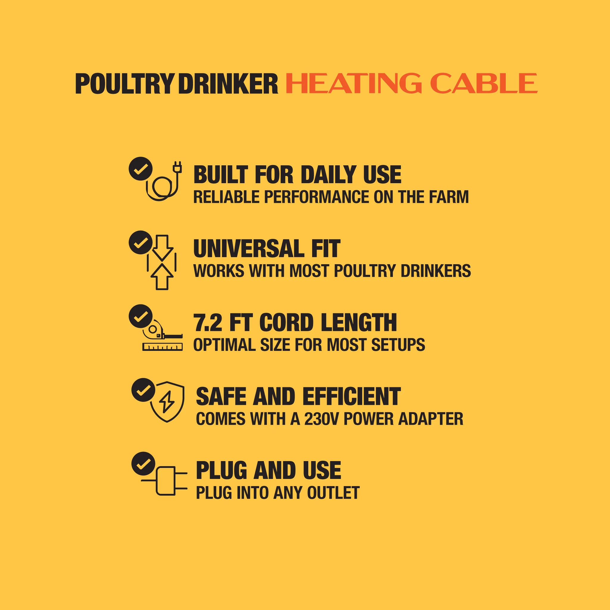 16" Poultry Drinker Heater Cable - 12W - Image 7