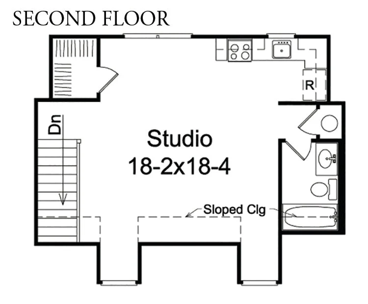 Justine Creek Studio 2-Car Garage, E-Plan - Image 3