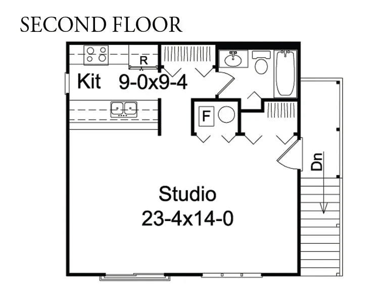 Parker Studio Apartment 2-Car Garage, E-Plan - Image 3