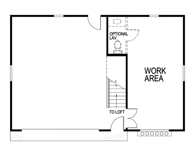 2-Car Garage With Loft And Work Area, E-Plan - Image 2