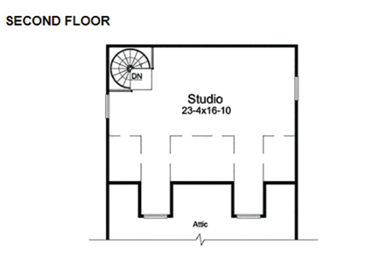 2-Car Garage With Studio Loft, E-Plan - Image 3