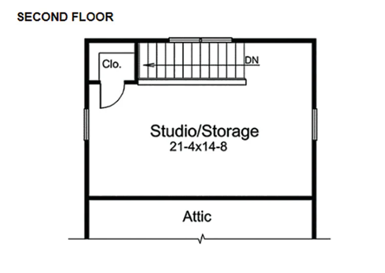 2-Car Garage With Studio/Storage, E-Plan - Image 3