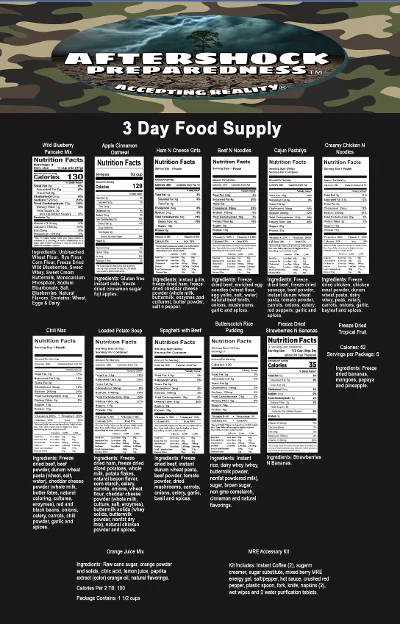 3 Day Food Supply ( Single Serving) - Image 2