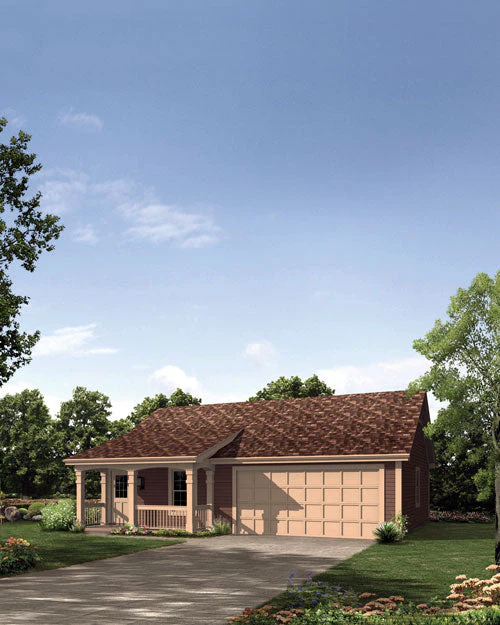Cottage With 2-Car Garage, E-Plan