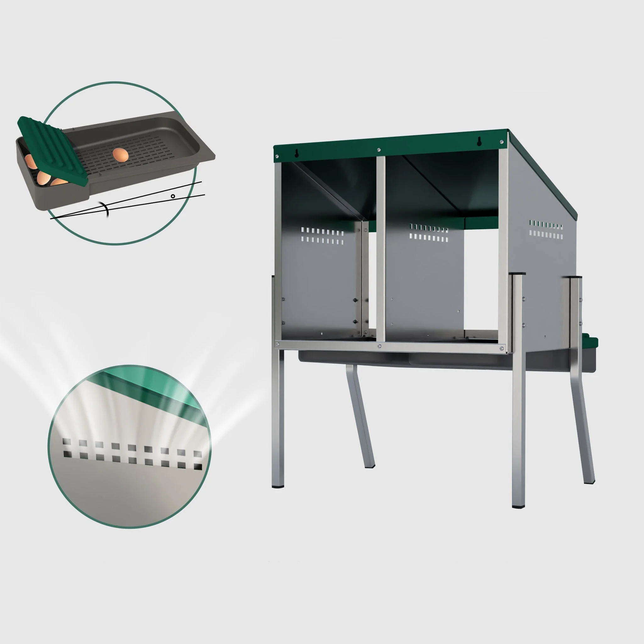 EggHouse Galvanized Nesting Box (Up to 20 Birds) - Image 9