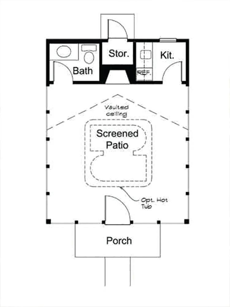 Ellen Screened Shelter With Kitchen, E-Plan - Image 2