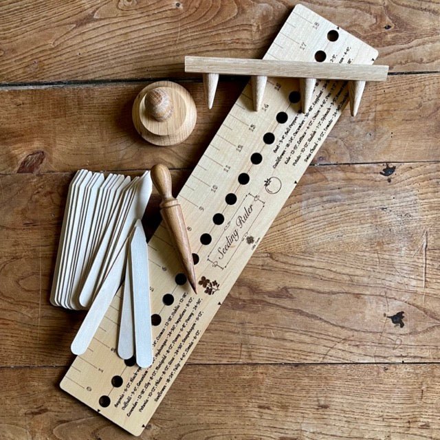 Garden Gift Set - American Hardwood Seed and Bed Ruler, Dibblers, Pot Tamper and Markers - Image 7