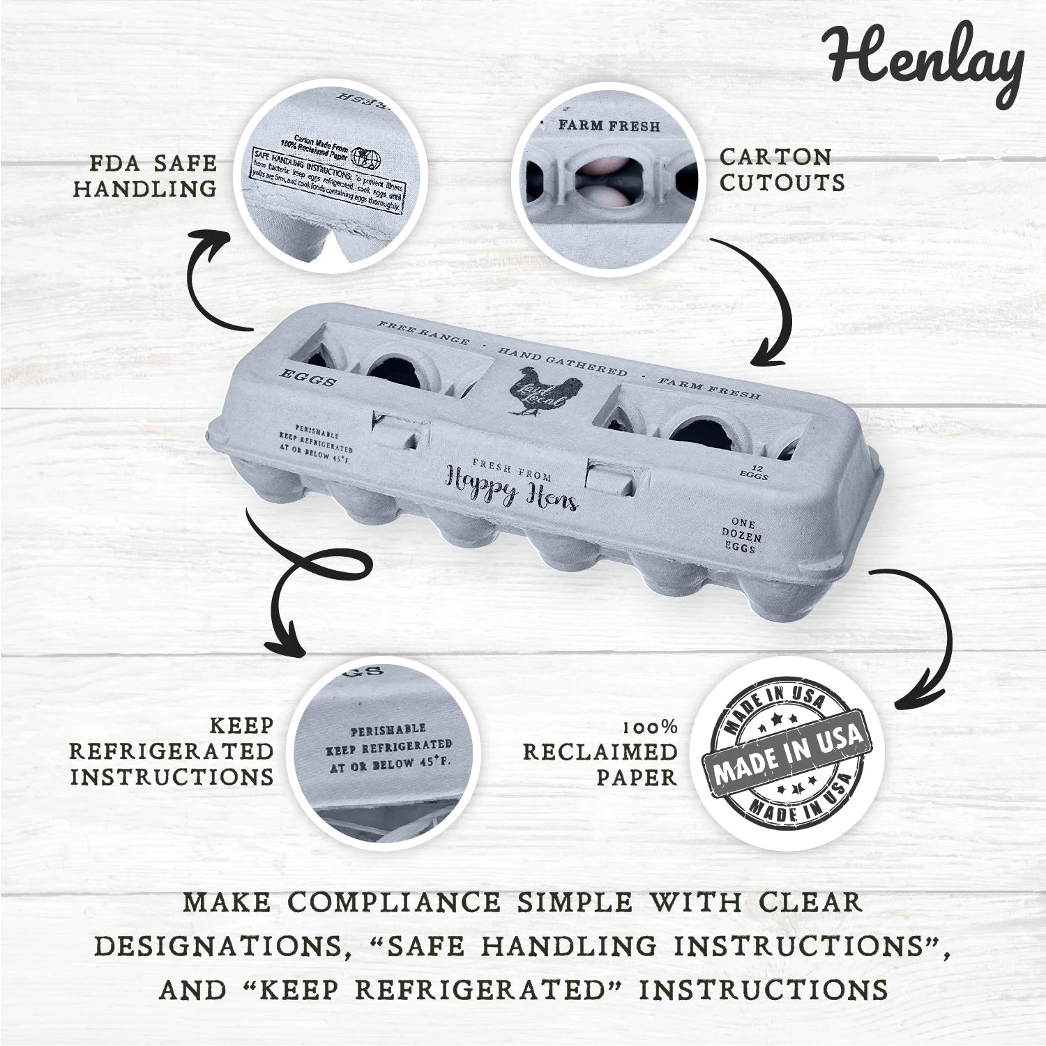 Henlay Laid Local Egg Cartons- Adorable Printed Vintage Design- 25, 90, or 250 - Image 2