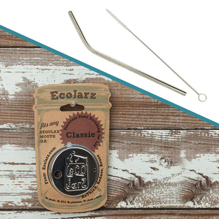 MASON JAR LID, STRAW & BRUSH SET, REGULAR SIZE