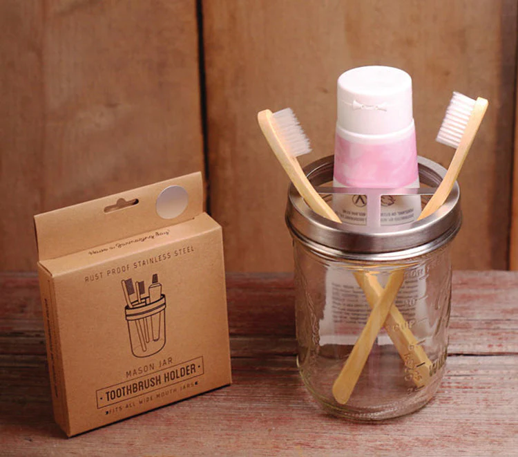 MASON JAR TOOTHBRUSH HOLDER, STAINLESS STEEL - Image 2