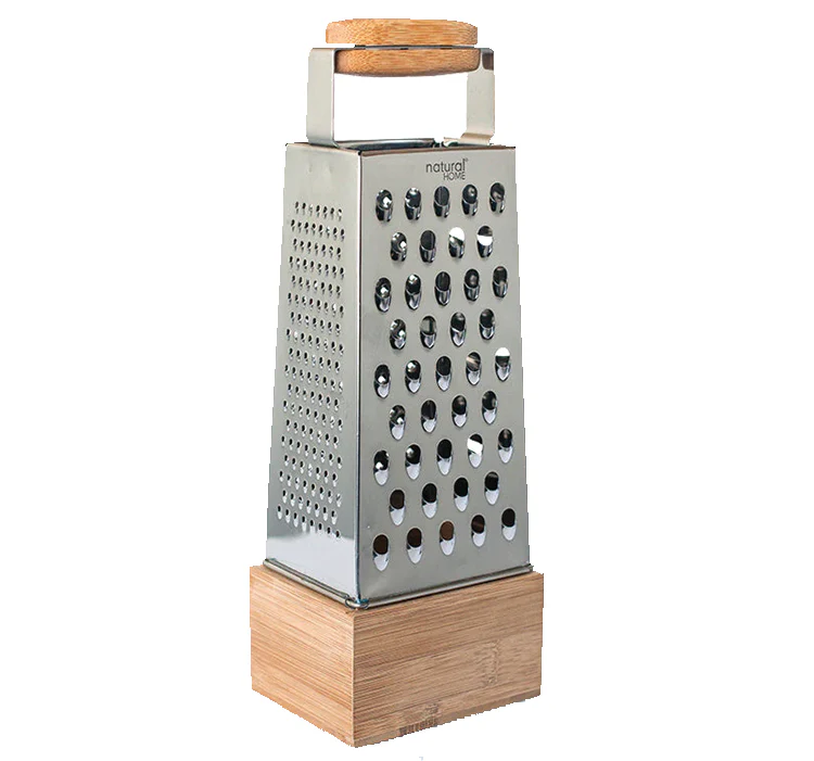 NATURAL HOME BOX GRATER WITH CATCH STAINLESS STEEL & BAMBOO
