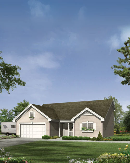 RV Garage with 2-Car Garage and Shop, E-Plan