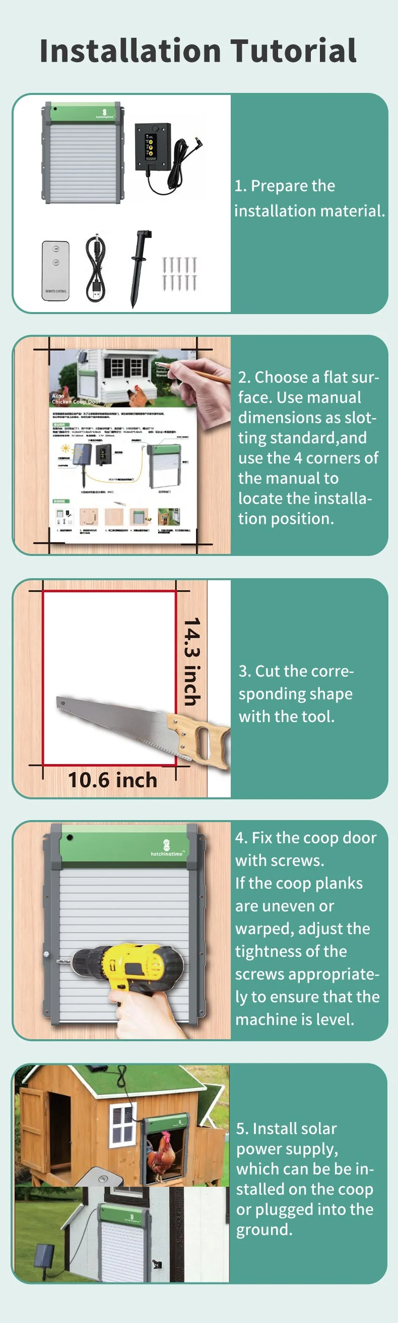 Sungate Solar Powered Automatic Chicken Coop Door with Remote - Image 11
