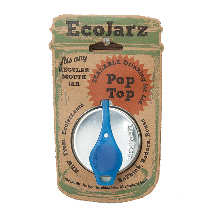 POPTOP: SEALABLE DRINKING JAR LID, REGULAR MOUTH, BLUE