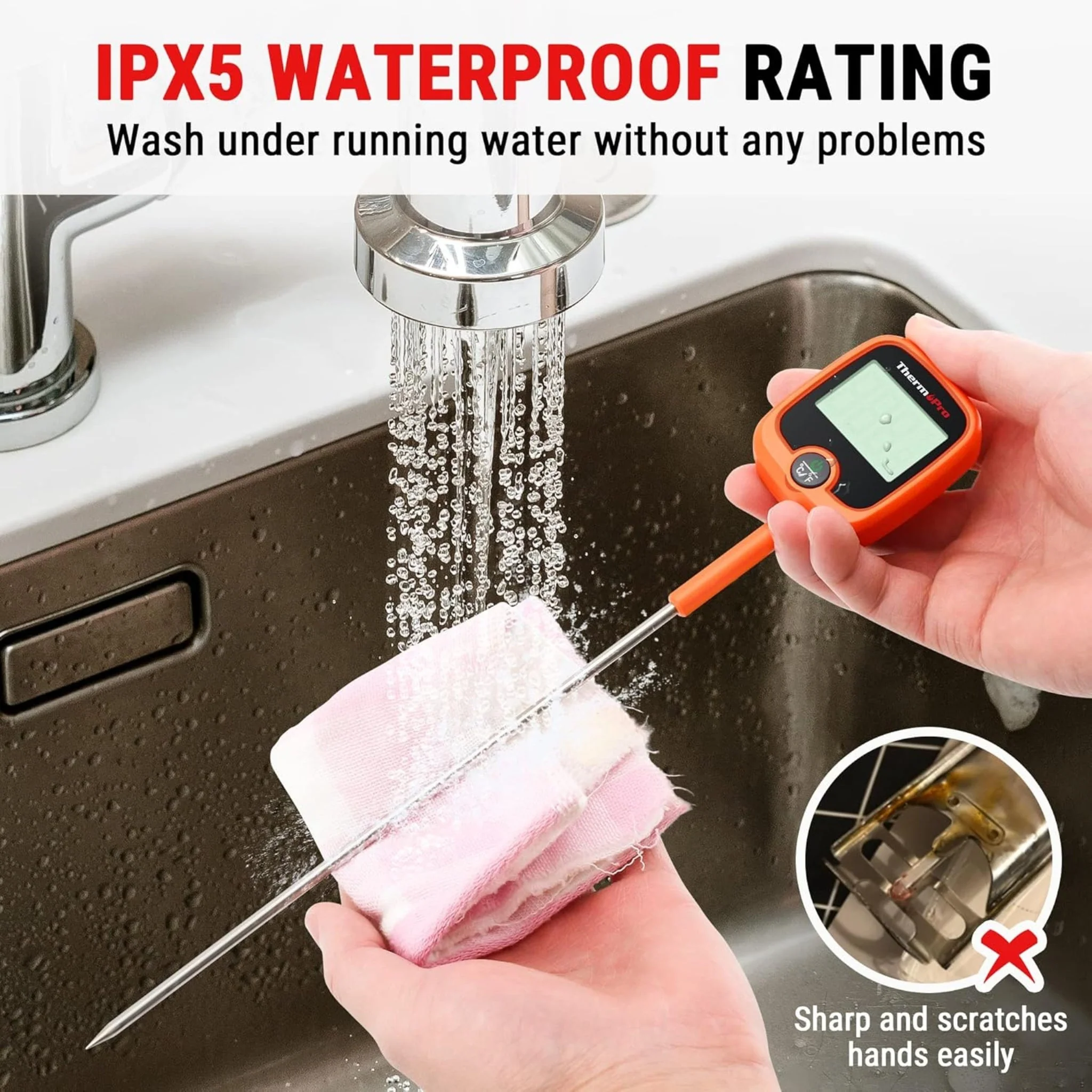 ThermoPro TP509 Instant Read Meat Thermometer with Pot Clip - Image 4