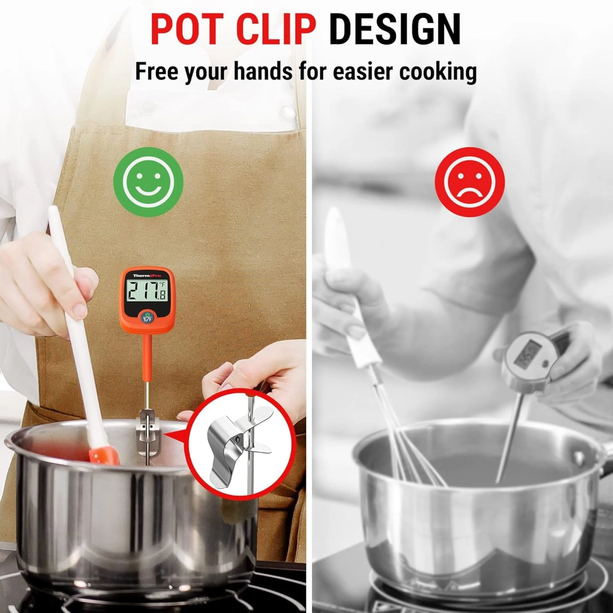 ThermoPro TP509 Instant Read Meat Thermometer with Pot Clip - Image 6