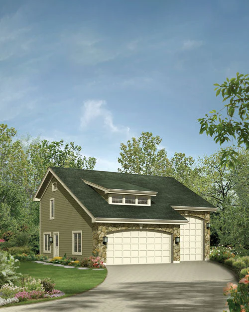 Two-Story Apartment with RV & 2-Car Garage, E-Plan